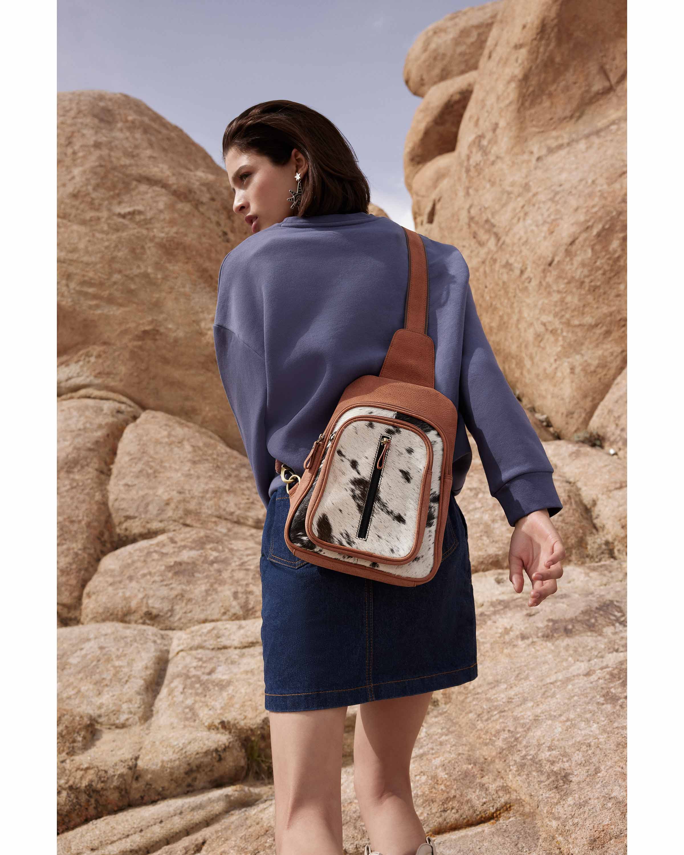 Mountain Bend Hair-On Hide Bucket Sling Bag - Myra USA