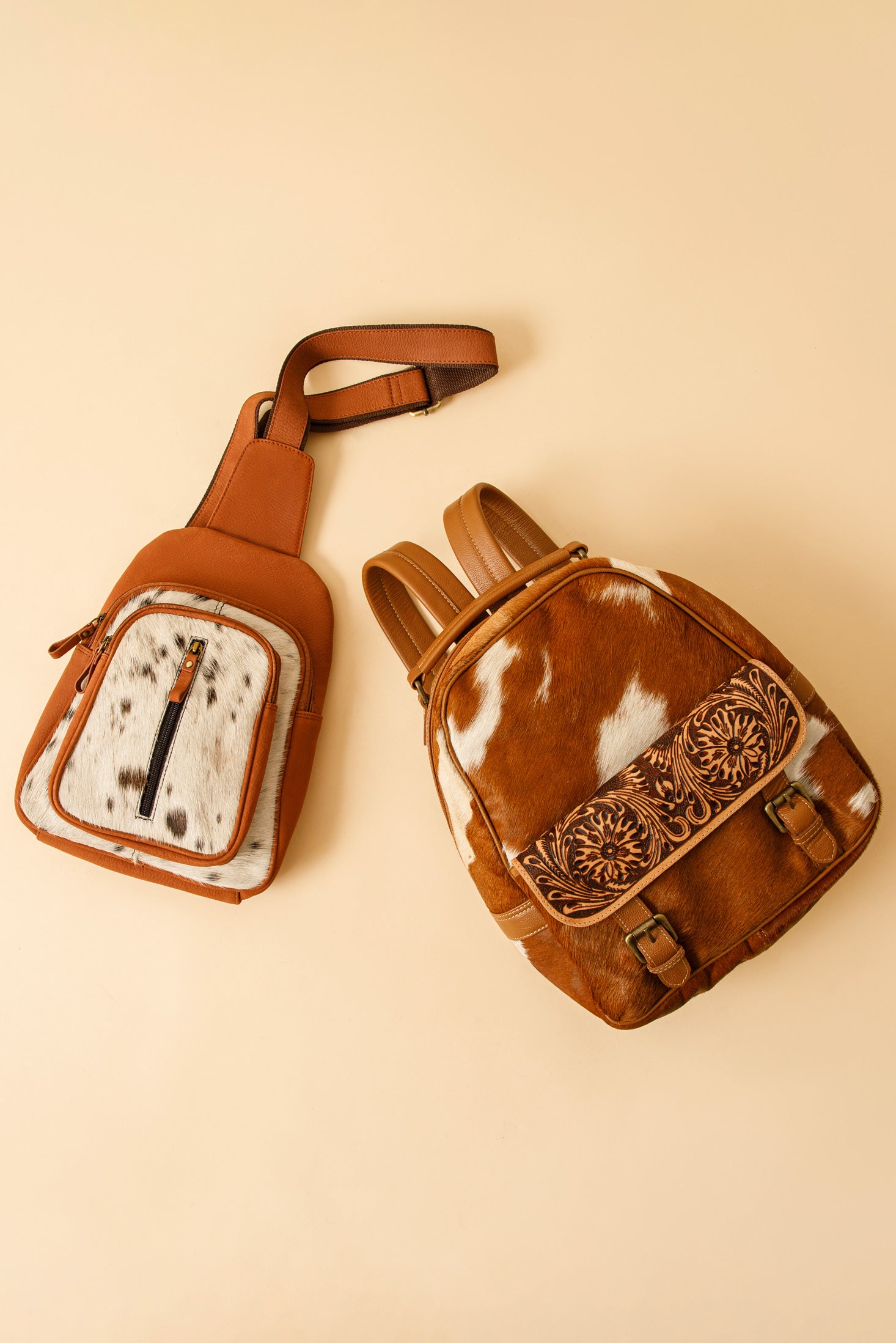 Mountain Bend Hair-On Hide Bucket Sling Bag - Myra USA