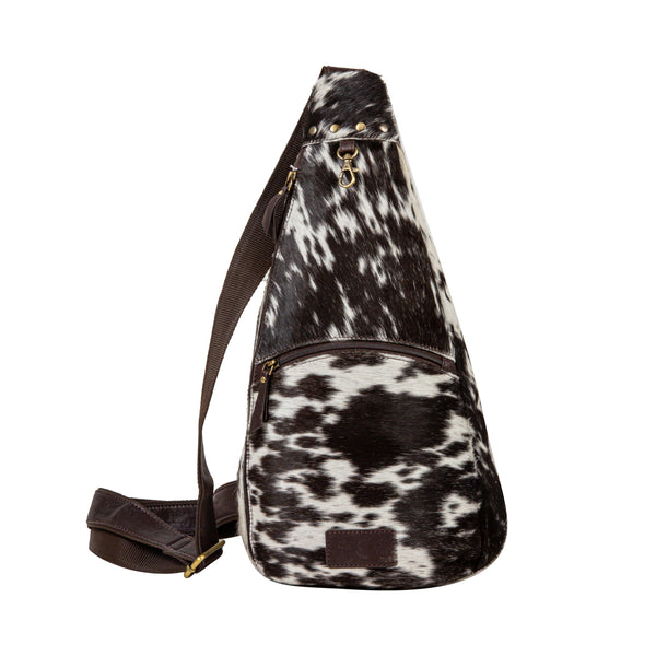 Cullom Trail Hair-On Hide Bucket Sling Bag In Black