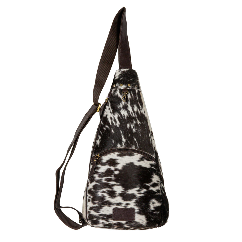 S-8068 CULLOM TRAIL HAIR-ON BUCKET SLING BAG IN BROWN MYRA