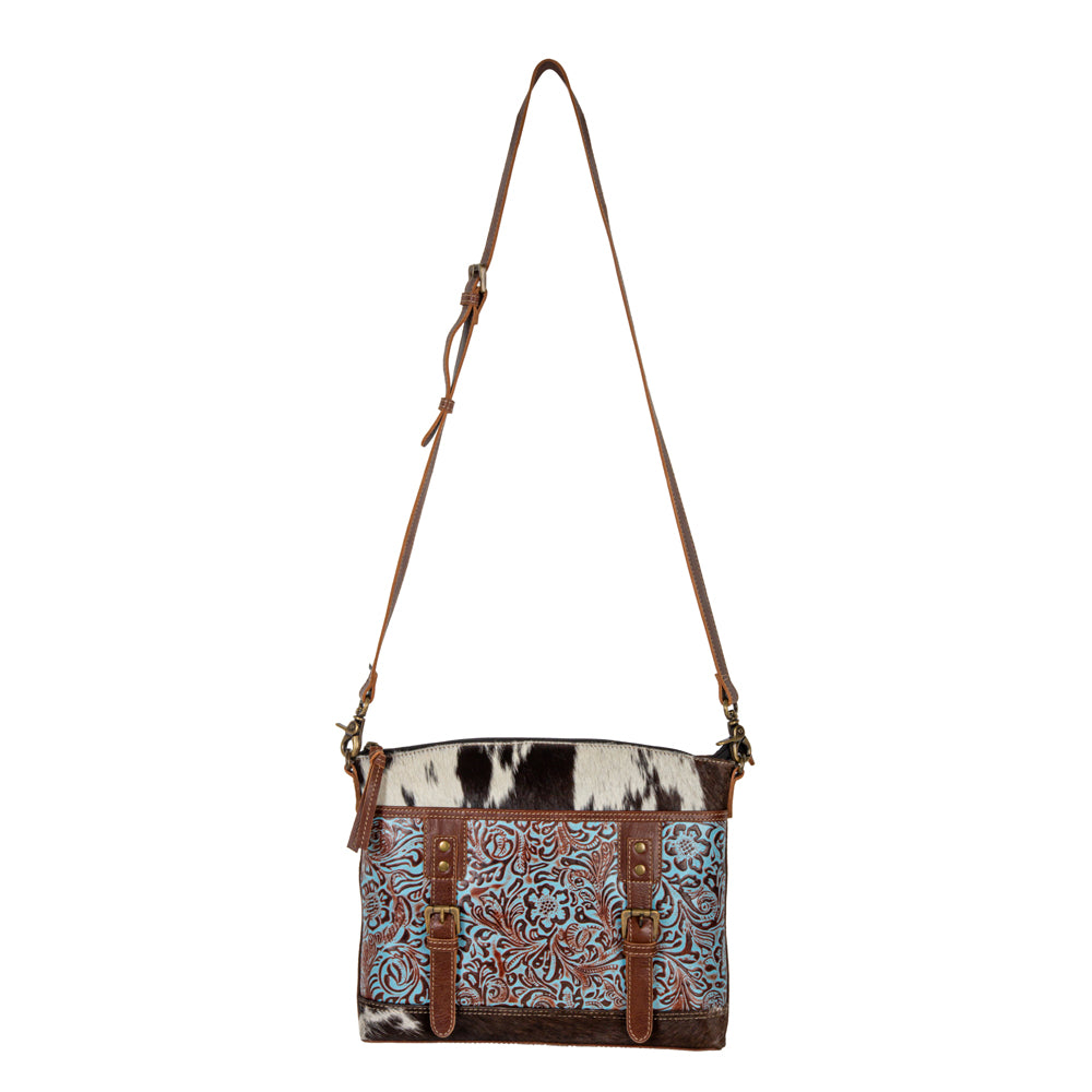 Clara Mae Hand-Tooled Accent Canvas Hairon Bag - Myra USA