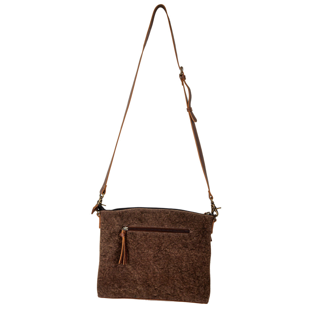 Clara Mae Hand-Tooled Accent Canvas Hairon Bag - Myra USA