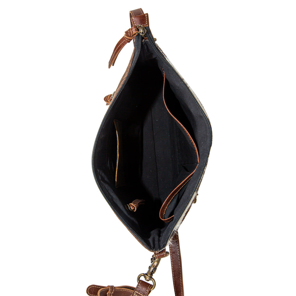 Clara Mae Hand-Tooled Accent Canvas Hairon Bag - Myra USA
