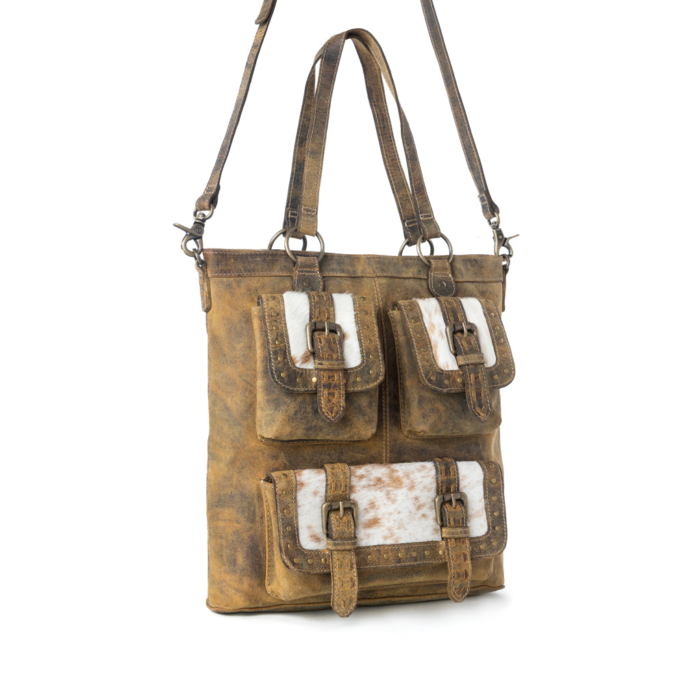 Cube Mesa Pouched Canvas Hairon Bag - Myra USA