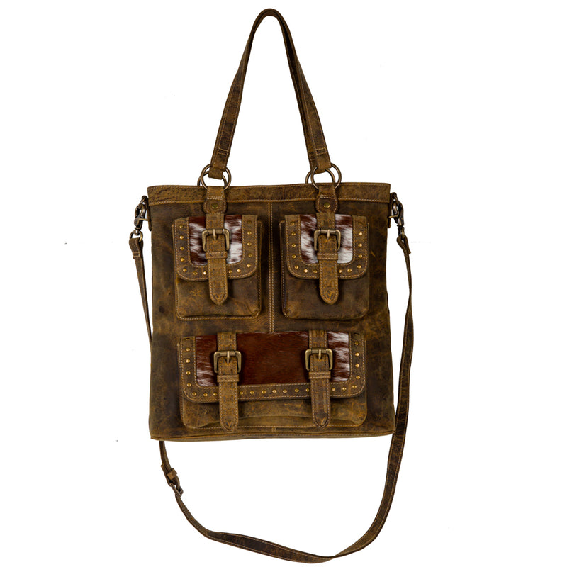 Cube Mesa Pouched Canvas Hairon Bag