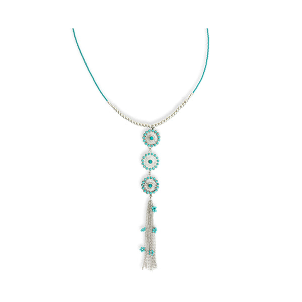 Bloom Flower Mini Concho Tassled Necklace