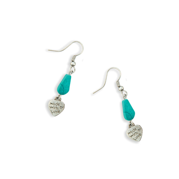From the Heart Turqouise Look Charm Earrings - Myra USA