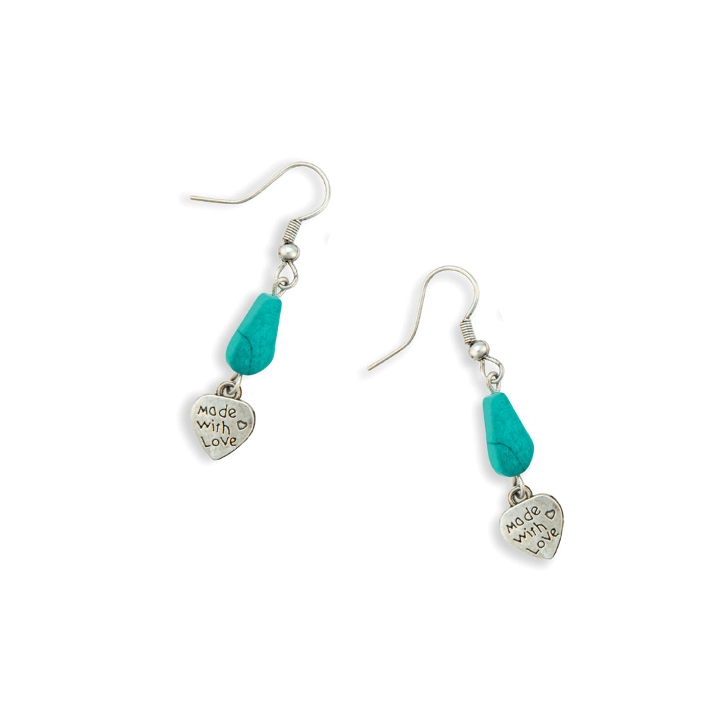 From the Heart Turqouise Look Charm Earrings - Myra USA