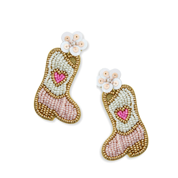 Love My Boots Beaded Earrings