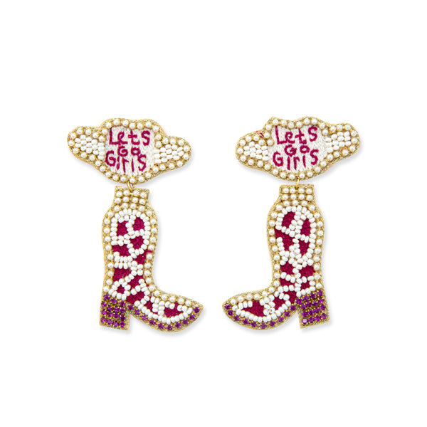 Let’s Go Girls Beaded Boot Earrings