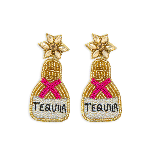 Tequila Bottle Beaded Earrings - Myra USA