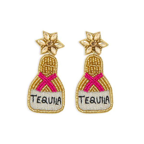 Tequila Bottle Beaded Earrings