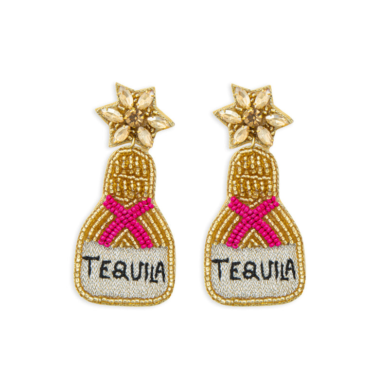 Tequila Bottle Beaded Earrings