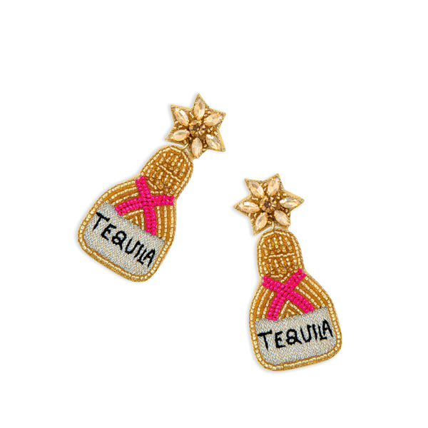 Tequila Bottle Beaded Earrings - Myra USA