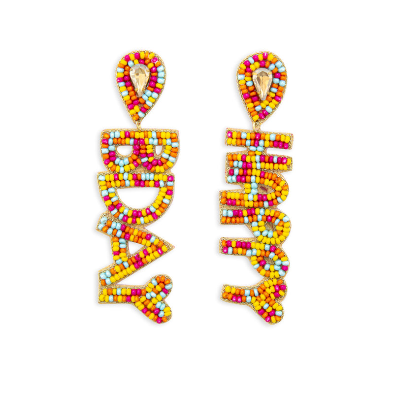 “Happy Bday” Beaded Earrings