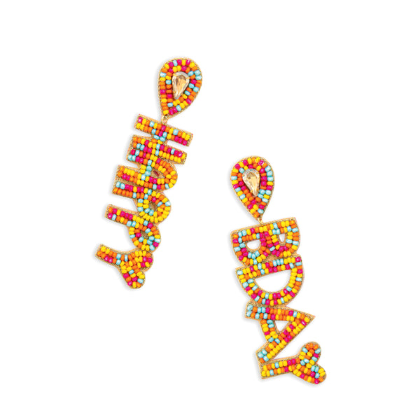 “Happy Bday” Beaded Earrings