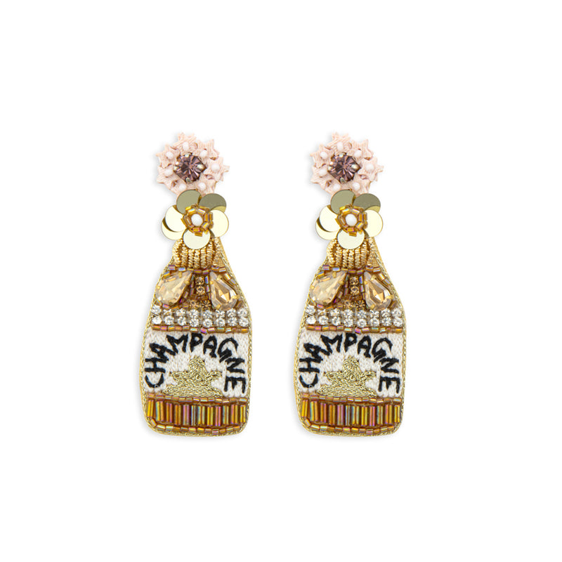 Champagne Bottle Beaded Earrings