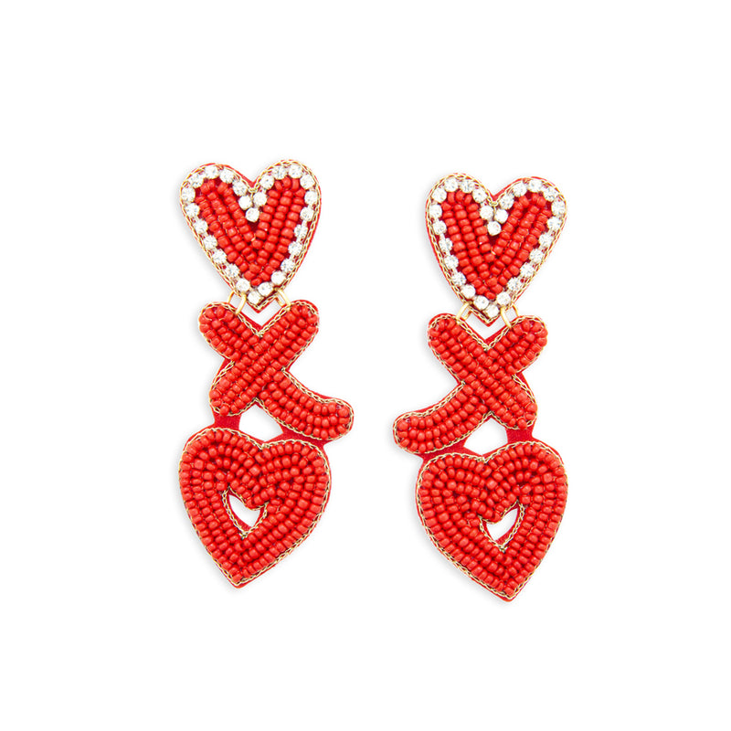 Hugs Kisses Love Beaded Earrings