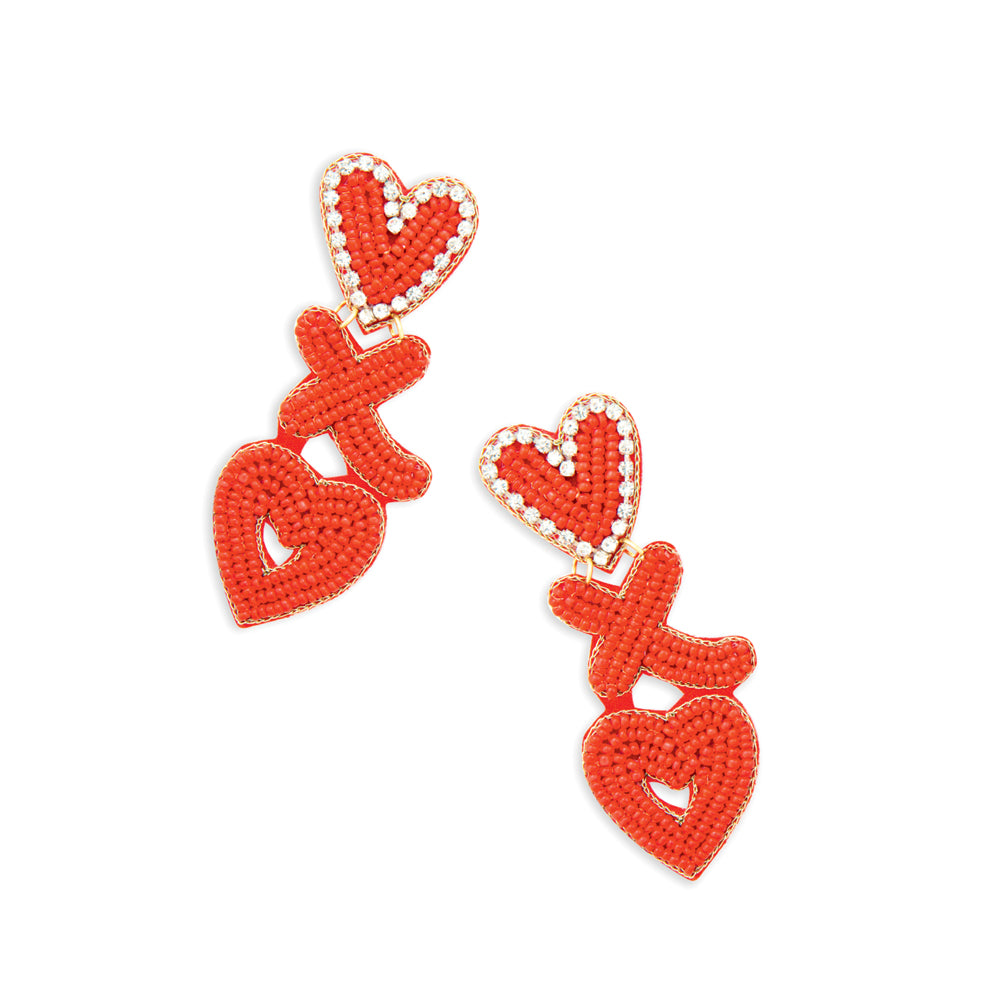 Hugs Kisses Love Beaded Earrings - Myra USA