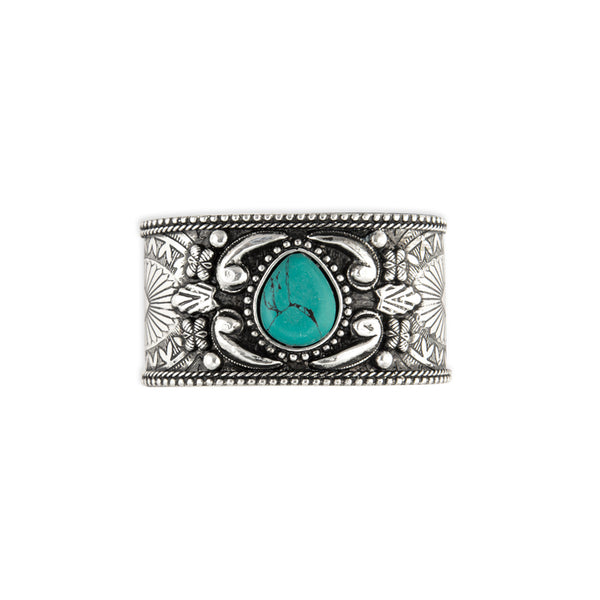 Mountain Sage Silver Tone & Turquoise Look Bracelet