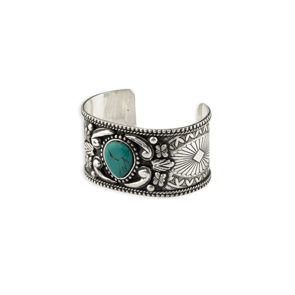 Mountain Sage Silver Tone & Turquoise Look Bracelet