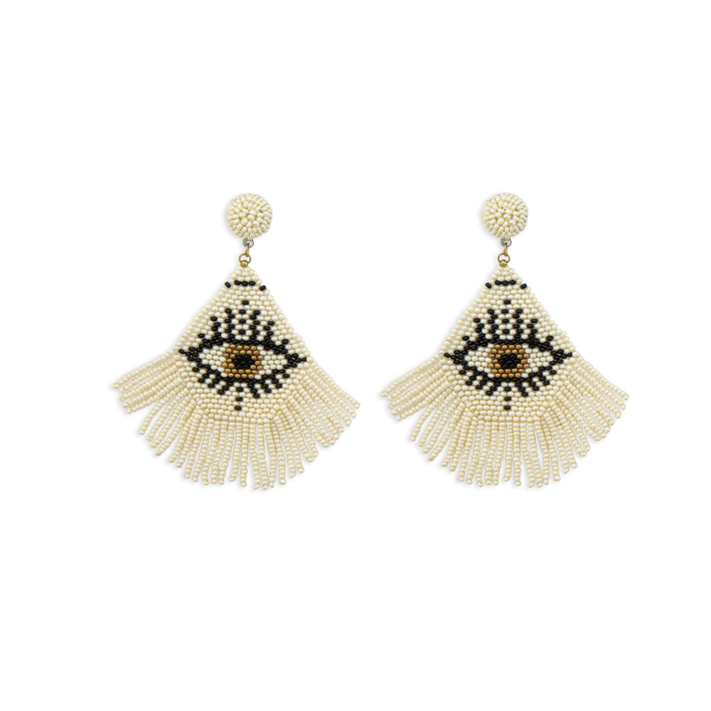 Eye in the Sky Woven Fringe Earrings - Myra USA
