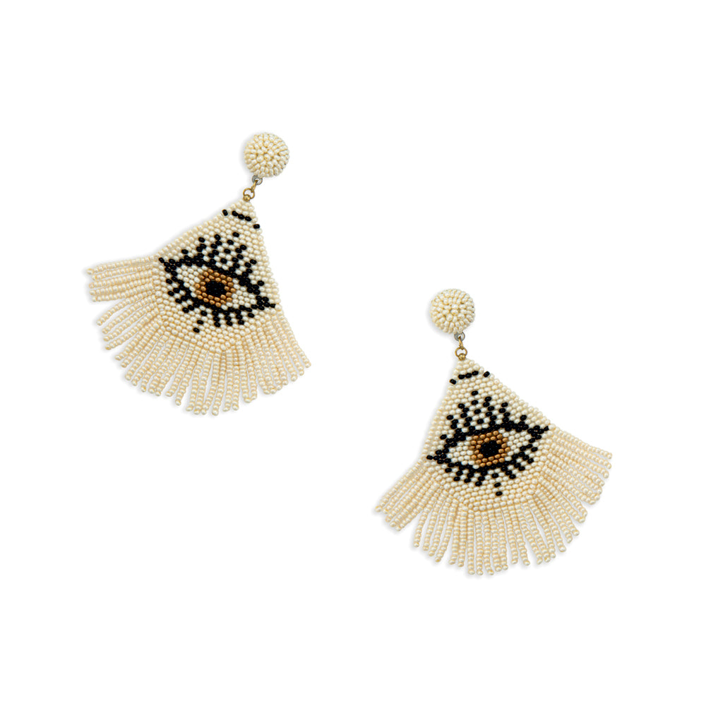 Eye in the Sky Woven Fringe Earrings - Myra USA