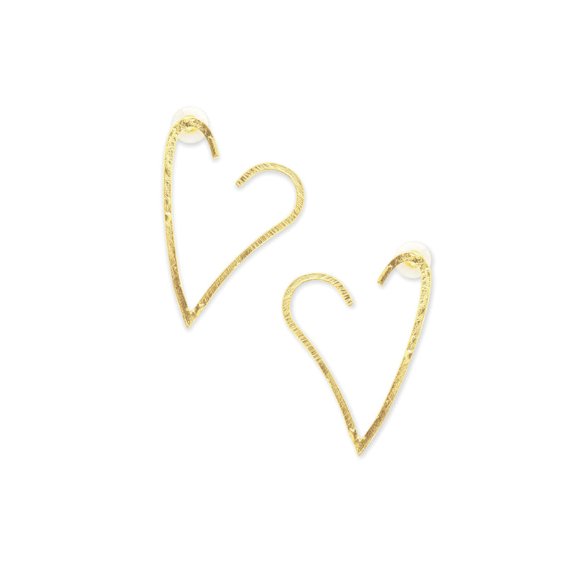 Open Hoop Heart Earrings