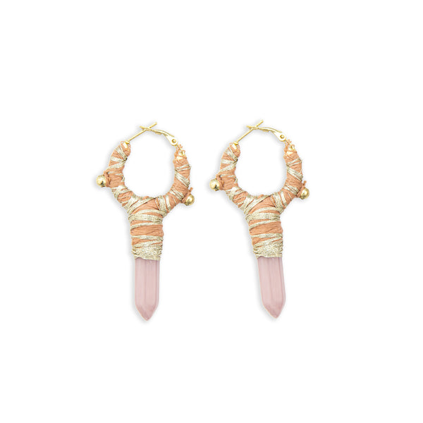 Goddess Delight Woven, Beaded Earrings With Crystal Charm