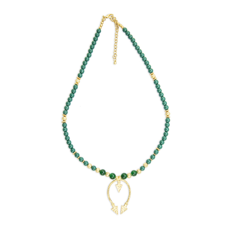 Looping Arrow Faux Malachite Necklace