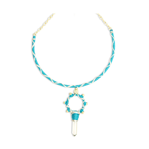 Crystal Rising Woven Necklace With Crystal Pendant - Myra USA