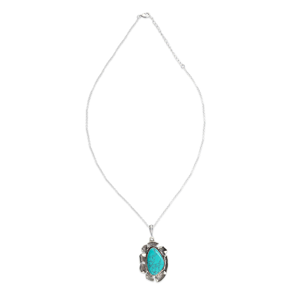 High Sierra Turquoise & Silver Tone Crafted Necklace - Myra USA