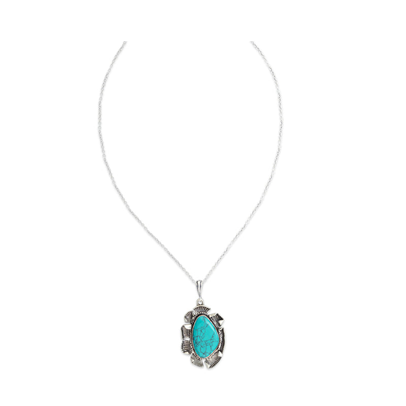 High Sierra Turquoise & Silver Tone Crafted Necklace