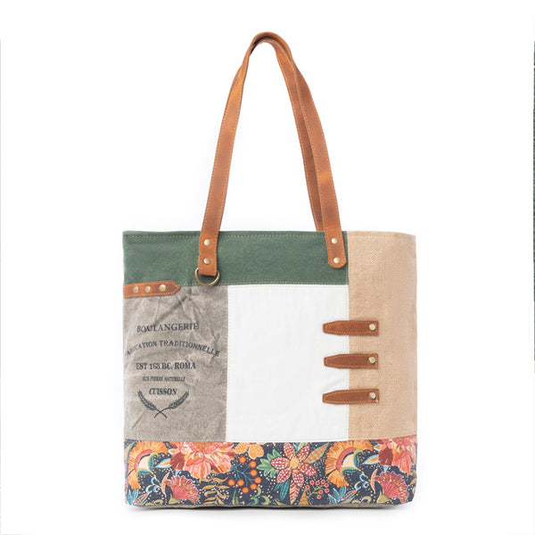 Boulangerie Floral Trim Tote Bag - Myra USA