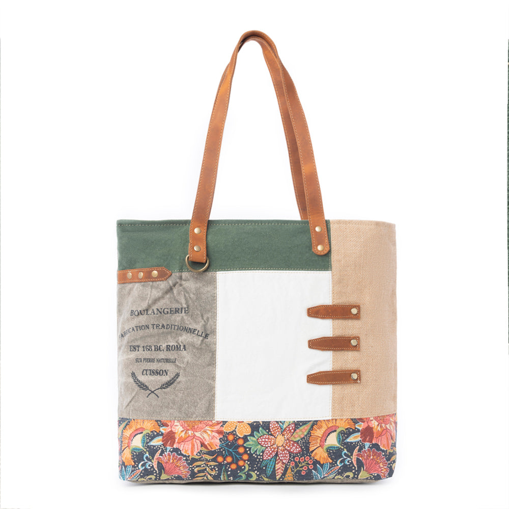 Boulangerie Floral Trim Tote Bag - Myra USA