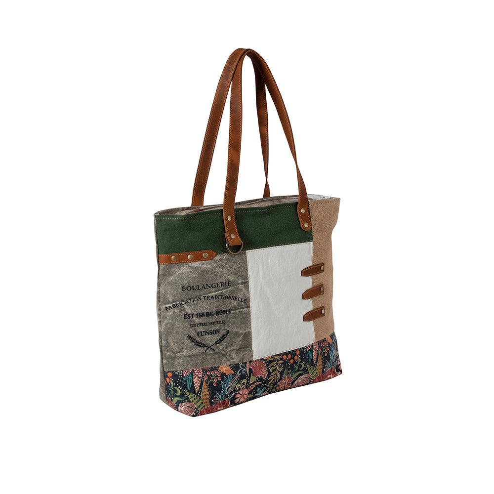 Boulangerie Floral Trim Tote Bag - Myra USA