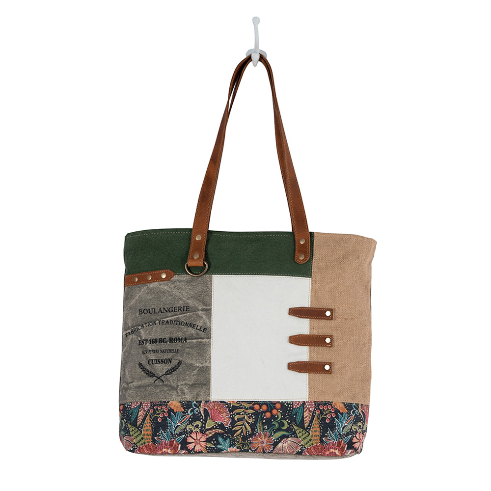 Boulangerie Floral Trim Tote Bag - Myra USA
