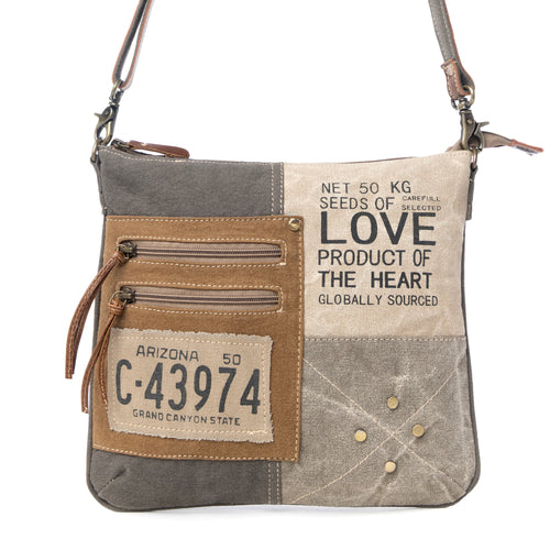 Myra Seeds of Love Crossbody Bag - Vintage Patch Leather Shoulder Bag with Zippered Pockets for Western Style - Myra USA