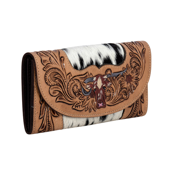 Moonflower Falls Hand-Tooled Clutch Wallet - Myra USA