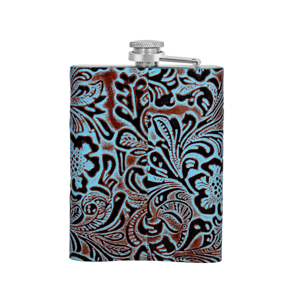 Mountain Trail Flask in Hand-tooled Leather - Myra USA