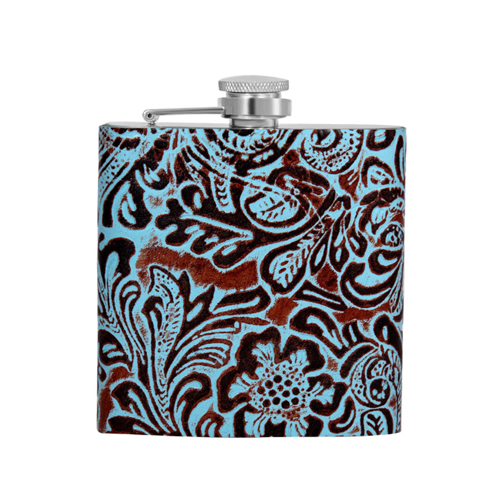 Mountain Trail Flask in Hand-tooled Leather - Myra USA