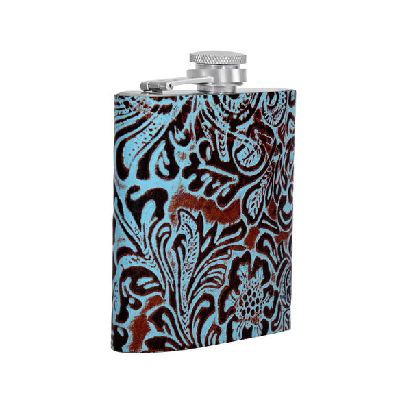 Mountain Trail Flask in Hand-tooled Leather - Myra USA