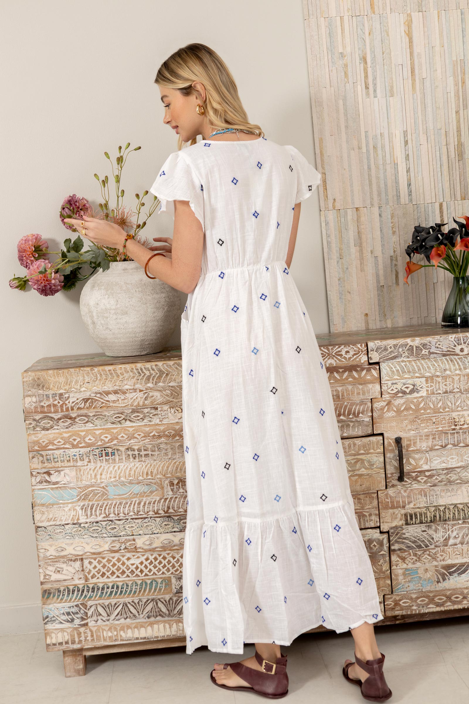 Lillith Cotton Embroidered Dress - Myra USA