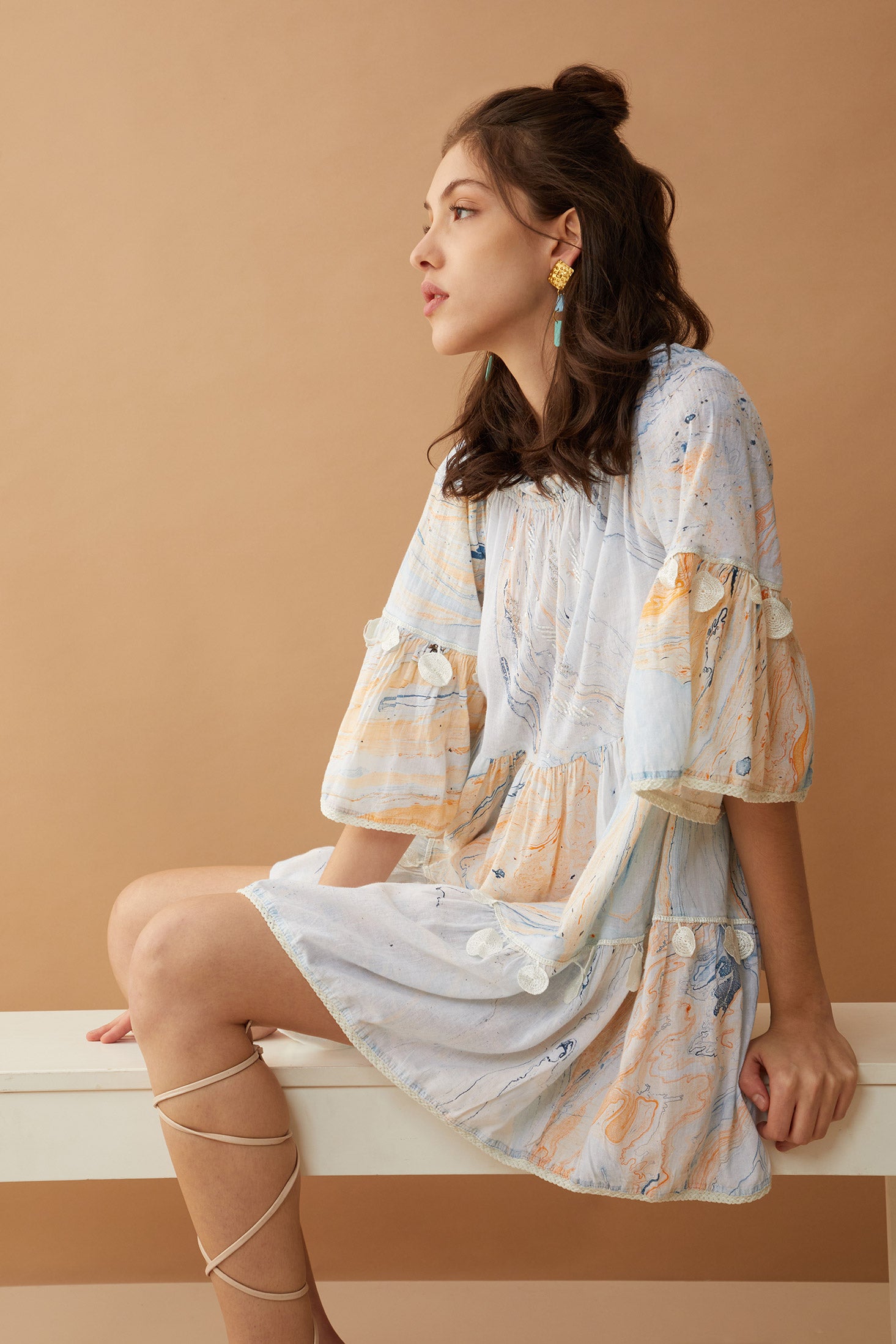 Sansa Marble Off-Shoulder Dress - Myra USA