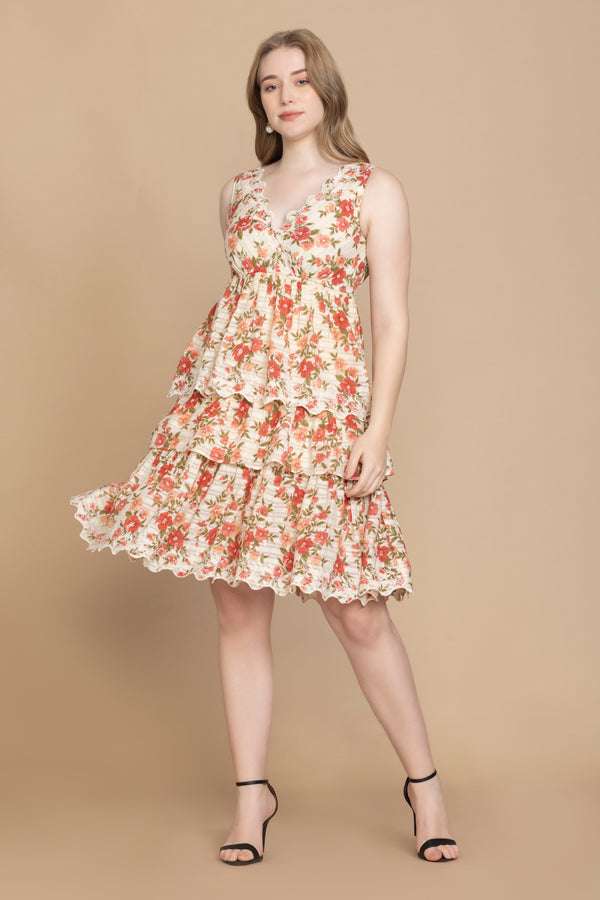 Bohera Silvianna V-Neck Tieried Skirt Dress - Myra USA