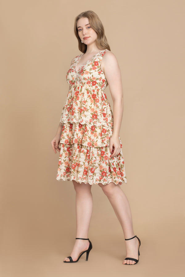 Bohera Silvianna V-Neck Tieried Skirt Dress - Myra USA