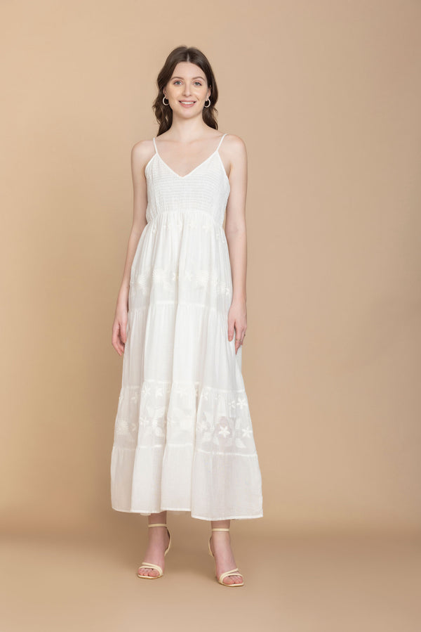 Bohera Adora Embroidered Smocking Tiered Dress