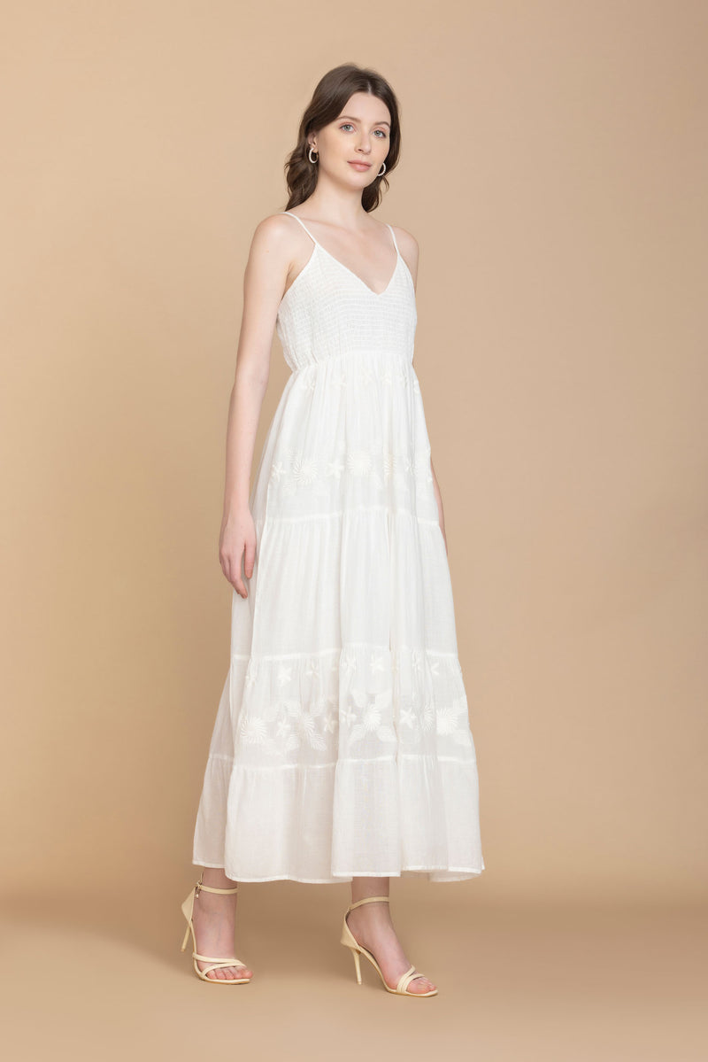 Bohera Adora Embroidered Smocking Tiered Dress