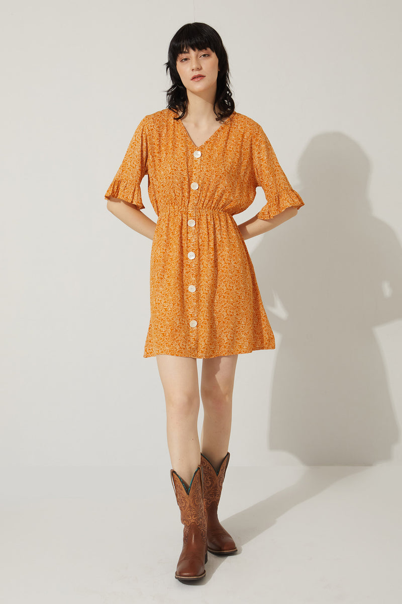 Golden Poppy Drop Waist Dress