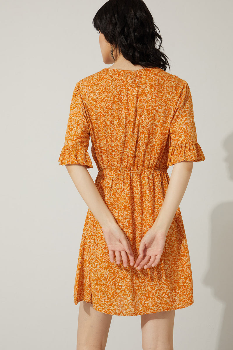 Golden Poppy Drop Waist Dress